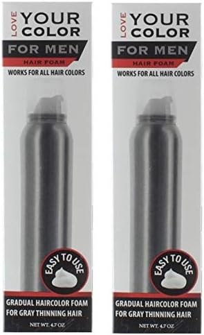 Hair Foam Gradual Haircolor Foam for Men for Gray Thinning Hair for All Hair Types , 4.7 Oz (2 PACK)