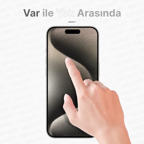 Teknoft iPhone 15 Pro Max için Kolay Kurulum Kitli Takılırken Camın Altında Kesinlikle Toz Bırakmayan Ekstra Güçlendirilmiş Tam Koruma Sağlayan Pürüzsüz Lazer Kesim Premium Ekran Koruyucu Kırılmaz Cam - Görsel 3