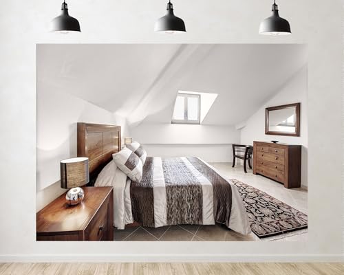 Trykid 5x3ft Modern Attic Bedroom Backdrop Wooden Furniture Cozy...