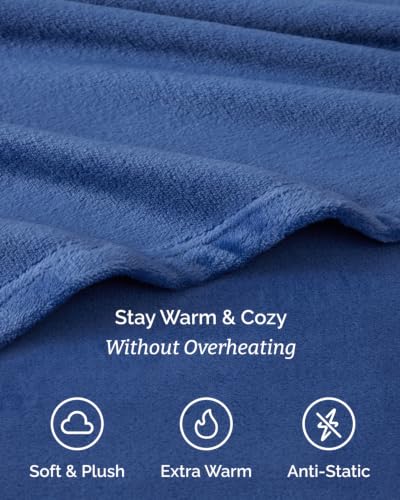 Image of Fleece Sheets Cal King Size Set - 4-Piece Flannel Sheet Set - Washed Blue