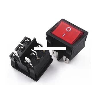 ElectronicSwitch 21x24mm 21 x 24mm With Red Light Rocker Switches 6 Pin ...