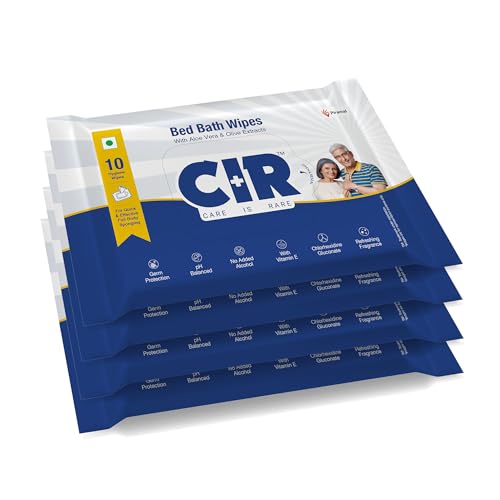 Image of CIR Soft Body Cleansing Wet Bed Bath Wipes for Adults | Body Sponging | Extra Large, 10 Wipes /Pack (Pack of 4), 40 Wipes, White, One Size