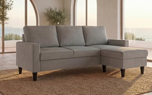 Sofá de salón 3 plazas con chaise longue esquinero reversible BUDWING Fox gris 2