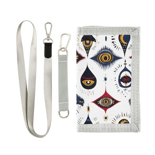 FOLIOSA Kids Wallet for Boys Girls Abstract Eyes Print Youth Wallet with Zipper Pocket Card Holders, Novelty Wallet 4.9×2.9 in