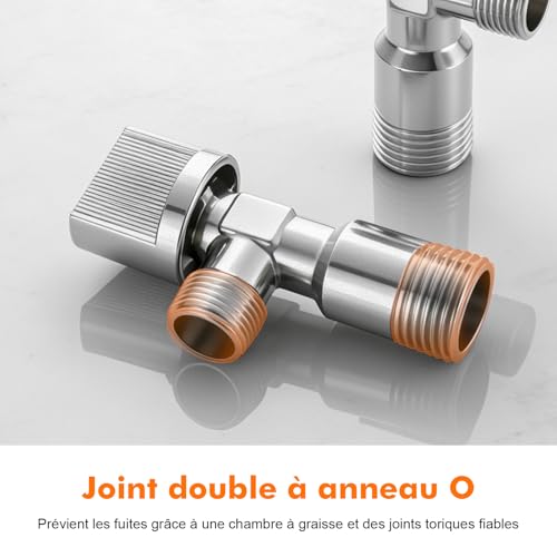 Ibergrif M22008A Robinet d’Arrêt Équerre 1/2" x 3/8", Lot de 2 – vue 8