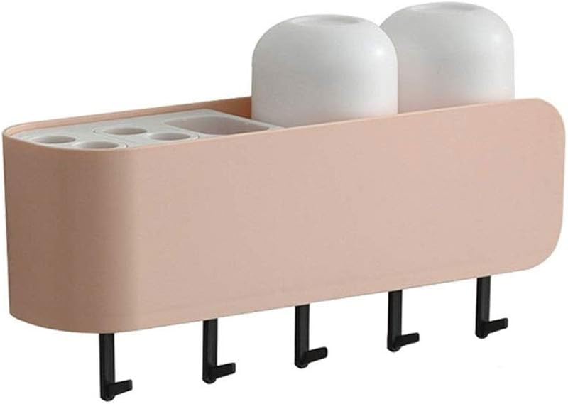Toothbrush Cup Holder - Bathroom Wall-Mounted Toothbrush Holder Multifunctional Toothbrush Storage Rack(D)