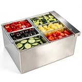 MOLIGOU Stainless Steel Chilled Condiment Server with 6 Compartments