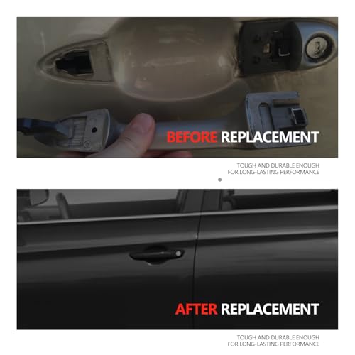 Image of Front Left Driver Side Exterior Door Handle with Lock Cylinder and Keys Replacement for Elantra 2017-2020 Outside Door Handle Assembly Replace 82651-F2010 82652-F2010 81970-F0000
