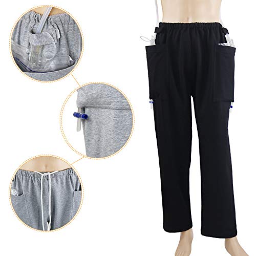 Bihiki Incontinence Care Trousers Catheter Pants For Elderly/Ostomy Fistula Surgery Patient,Outing Pants,Heathy Care Clothes (Gray, Xl) #TOP5