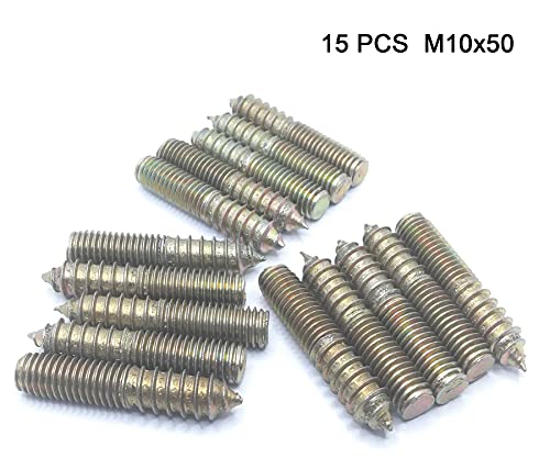 Image of Hanger Bolt M10x50 Double Headed Bolt Self-Tapping Screw for Furniture 15Pcs