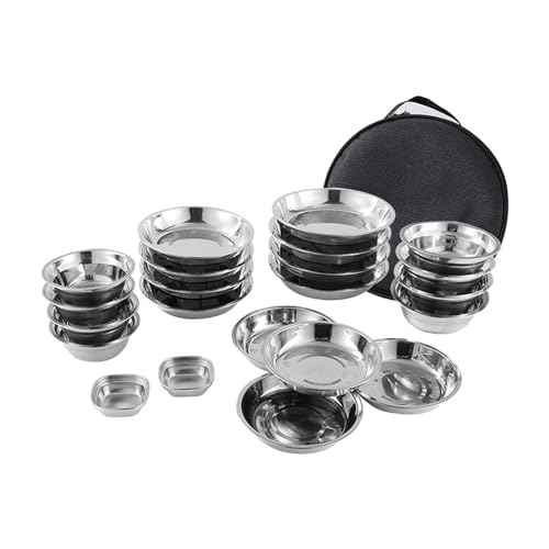 Ensemble d'ustensiles de camping 22 pièces comprenant assiettes et couverts de camping durables - 2