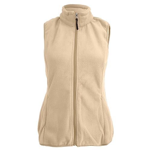 Chaleco de mujer de invierno beige L chaqueta sin mangas con cremallera 2