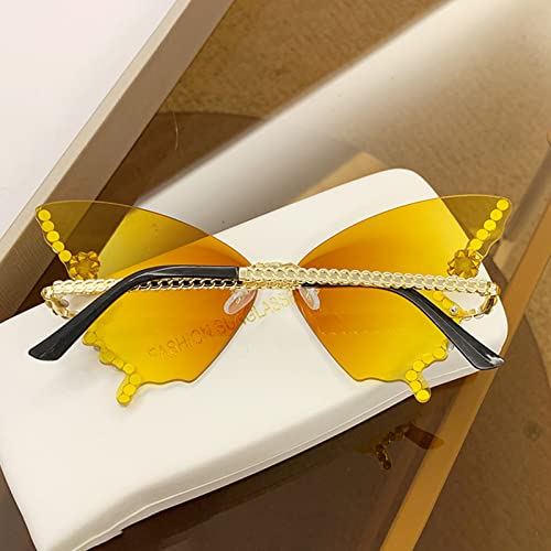 Diamond Butterfly Sunglasses Women Rimless Sunglasses Small Face Bling Sunglasses -Eye Butterfly Glasses, Gradient Purple3