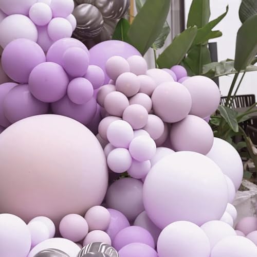 Image of Voircoloria 90pack Lilac Balloons Different Size 18 /12 /10 /5 Inch Lilac Balloon Garland Arch Kit for Graduation, Wedding, Birthday, Princess Theme Party, Baby Shower, Anniversary Party Decorations