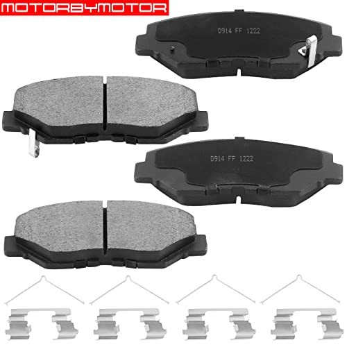 Motorbymotor D914 Front Ceramic Brake Pads With Hardware Fits For Honda Accord Accord Civic Cr-V Pilot Element Fit Cr-Z, Acura Ilx Premium Disc Brake Pad Set #TOP1