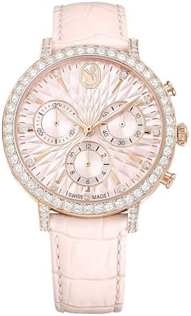 Swarovski Matrix Kollektion Chrono Uhr, Swiss Made, Lederarmband, Roségold-Finish