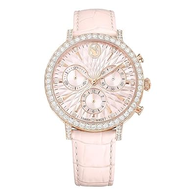 Swarovski Matrix Orologio Tennis Chrono, con Cristalli Rosa, Swiss Made, Meccanismo al Quarzo, Impermeabile Fino a 50 m, Finitura in Tono Oro Rosa, 36 x 36 mm, 10 mm, 13,5-18 cm, 1,4 cm
