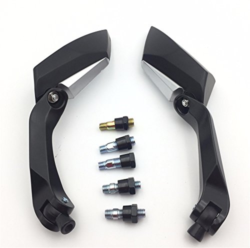 Hongk- Black Diamond Blade Style Rearview Mirrors 8Mm 10Mm Compatible With All Standard Naked Street Bike With Standard Metric Screws 7/8" Handlebar Cb1000R Shadow Valkyrie [B01Bi84P9O] #TOP21