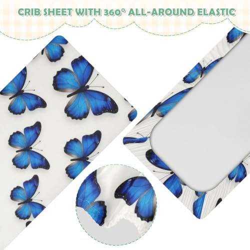 Drap de lit en mousseline imperméable bébé papillon bleu - 5