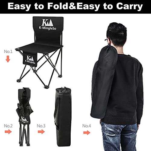 K-Mingleso Upgraded Folding Camping Chair With Side Pocket, Compact Ultralight Backpacking Chair For Fishing, Bbq, Beach, Travel, Picnic, Large Size, Hold Up To 330Lbs [Black] #TOP4