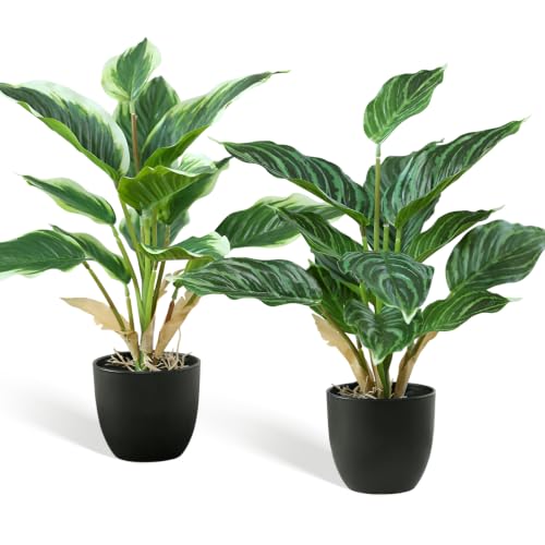 JINXIAN 2 Piezas Plantas Interior Artificiales 42 cm Fake Plants Apariencia Realista Plantas Artificiales Decorativas Pequeñas para Habitación Balcón Interiores y Exteriores Decoracion