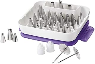 Wilton 2104-0240 Master Cake Decorating Piping Tips Set, 55 Pieces, Silver, 5x21,5x20 cm