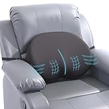 HOMBYS Ergonomic Lumbar Support Pillow for Recliner, Memory Foam Back Support for Recliner Chairs with Silky Cooling Cover, Washable & Orthopedic Design for Lower Back Pain Relief, Grey