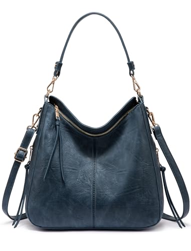 Image of Realer Hobo Crossbody Bags for Women Designer Faux Leather Hobo Handbags Retro Large Size Shoulder Bag Bucket Purse