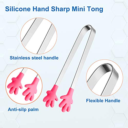 6Pcs Mini Tong, Hand Shape Silicone Food Tongs, 5Inch Kid Tongs For Sugar Cubes, Serving Food, Colorful Kitchen Tongs Perfect For Kids By Hovesty #TOP2