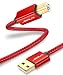 Printer Cable, JSAUX 15ft USB 2.0 Type A Male to B Male Printer Scanner Cord High Speed Compatible with HP, Canon, Lexmark, Epson, Dell, Xerox, Samsung and More (Red)
