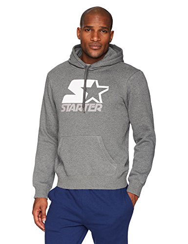 Starter Men's Pullover Multi-Color Logo Hoodie, Amazon Exclusive, Iron Grey Heather, Large