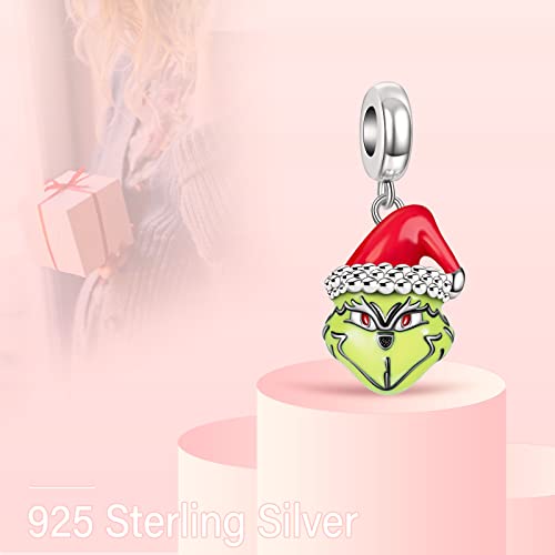 Mitsoku 925 Sterling Silver Charms For Bracelets Necklaces Green Monster Christmas Hat Dangle Pendants Beads, Charms Jewelry Gift For Women Girls #TOP1