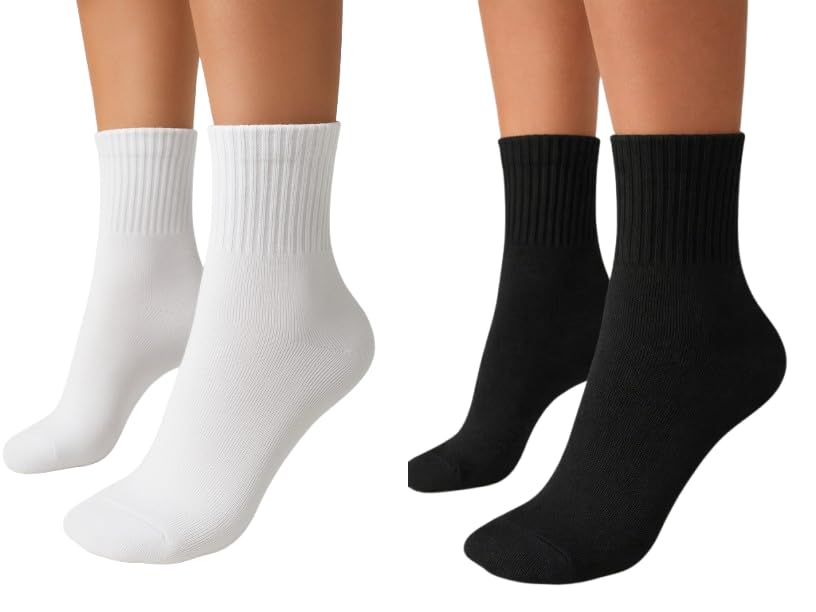 White and Black Ankle length Socks for Men & Women | Cotton Ribbed Sports Socks | Tennis, Gym, Running & Hiking | Breathable & Comfortable| White Mens Cotton Socks combo of 4 pairs.-picture-56