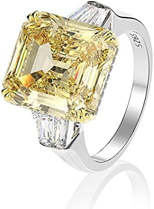 AINUOSHI Engagement Rings for Women Emerald Cut Solitaire 3 Stones 9 Carat Cubic Zirconia CZ Sterling Silver Wedding Band Anniversary Birthday Gift