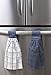Ritz Premium 100% Cotton Solid and Multi Check Kitchen Tie Towel, Absorbent, Super Soft, and Fast Drying Hang Towel, Set of Two, Federal Blue, Solid & Checked - 2 Piece
