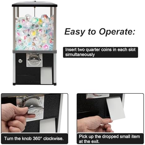 Green Coin-Operated Gumball Machine, Commercial Capsule Vending Machine for Twister Balls & Candy, 1.77-1.97" Ball Size, Secure Lock with 4 Keys, Perfect for Toys & Treats