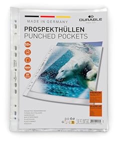 Durable Prospekthüllen A4 (Klarsichtfolien Premium, 0,08mm) Made in Germany, A4 Klarsichthüllen, 50 Stück, glasklar, 267719