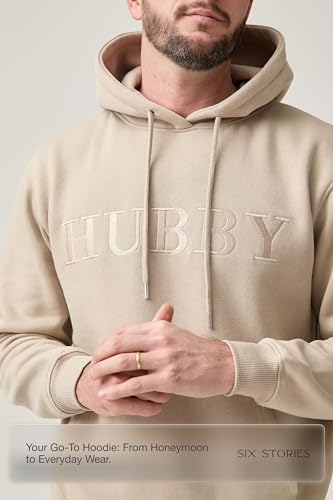 Embroidered Hubby Hoodie in Stone Color | Ideal as Wedding, Anniversary, Valentine, Birthday, Father's Day Gift2