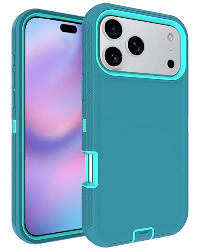 Image of for iPhone 17 Pro Max Case with Port Cover, Rubber Matte, Teal | 3-Layer Heavy Duty Armor, 16ft Drop Protection, Non-Slip Shockproof & Anti-Fingerprint