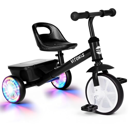 VITONIS Triciclo para niños a Partir de 2 años, Bicicleta sin Pedales para niños de 24 Meses a 5 años, con Dos Ruedas iluminadas con LED, Regalos y Juguetes para niños y niñas, Nergo