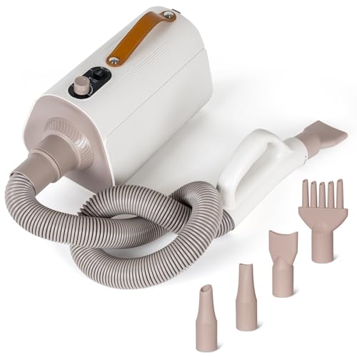 SEECLOUD Dog Hair Dryer,Dog Grooming Dryer with Smart Control Adjustment,High Velocity Home Pet Dryer with 4 Nozzles, Modern Dog Blow Dryer for Home, Pet Washing Station, Travel