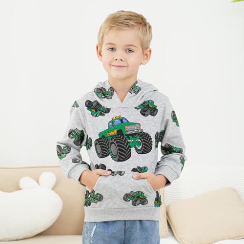 Toddler Boy Hoodie Cartoon Graphic Fall Clothes Kids Cute Sweatshirts With Kangaroo Pocket 2-8T2