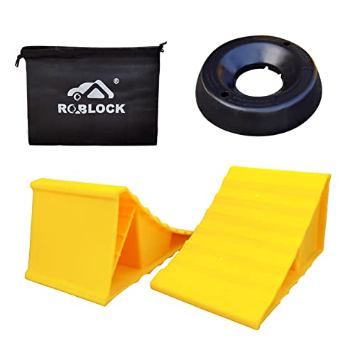 ROBLOCK Camper Wheel Chocks 2 Pack Ideal RV Chocks with NonSlip Strip