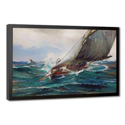 Cadre à suspendre Montague Dawson toile déco murale salon sans plis 50x76cm
