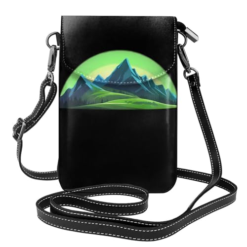 Sac téléphone portable femme Hills Under The Aurora étui pochette cuir bandoulière