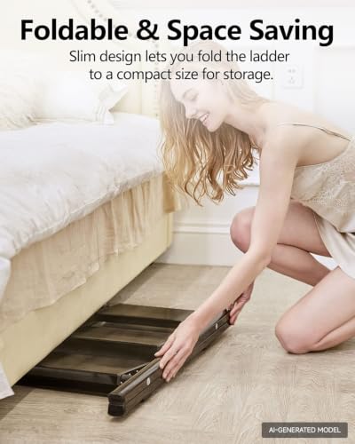 Image of SOLADDER 3 Step Ladder, Folding Step Stool, Lightweight Stepladder, Black