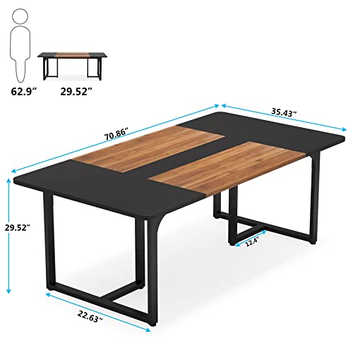 Tribesigns 70.86" Executive Desk, Large Office Computer Desk With Strong Metal Frame, Wooden Workstation Business Furniture, 8 People Rectangle Conference Table For Home Office #TOP1