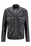leder steppjacke herren Stehkragen BOSS Herren Jakoby Bikerjacke aus gewachstem Leder mit Absteppungen