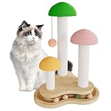 Cat Scratching Post,Mushroom Forest Cat Scratching Post,Mushroom Forest Cat Scratcher with Natural Sisal&Hanging Toy Ball-Durable Kitten Supplies & Adult Cat Furniture Protector(11.80'×11.80'×17.32')