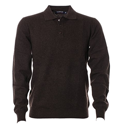 UGHOLIN Men's 100% Yak Wool Long Sleeve Knit Polo Sweater4